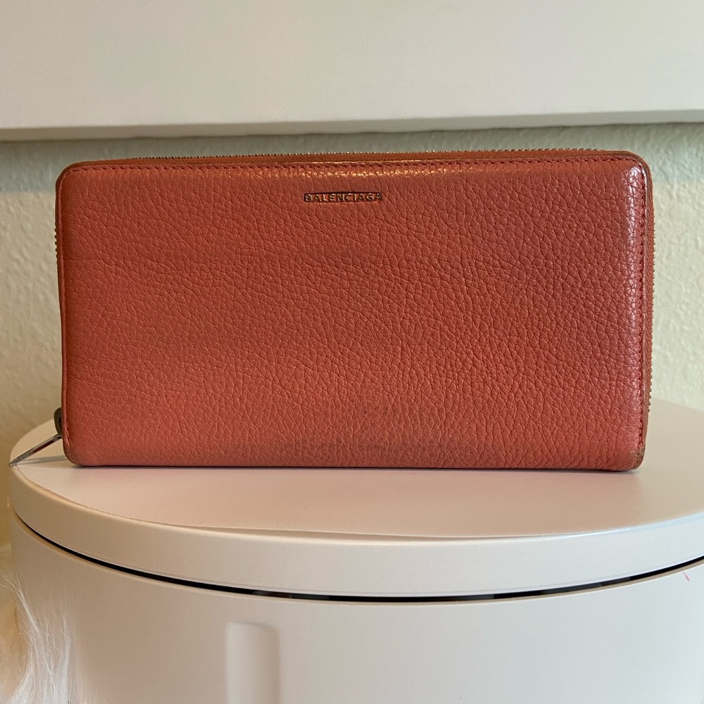 Balenciaga Calfskin Leather Zip Around Full Size Wallet